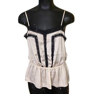 ASOS Cream Peplum Camisole and Black Lace Size 6